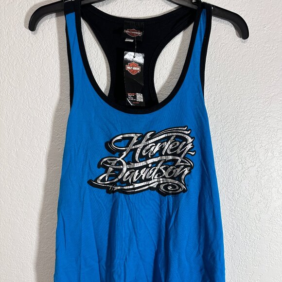 Harley Davidson Whiskey Row Blue/black Tank Top Prescott Arizoza - Size W Large - Picture 1 of 5